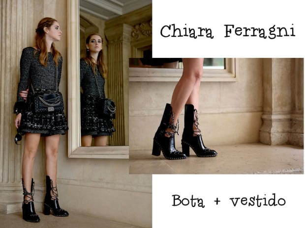 Chiara Ferragni usando bota chanel de corrente