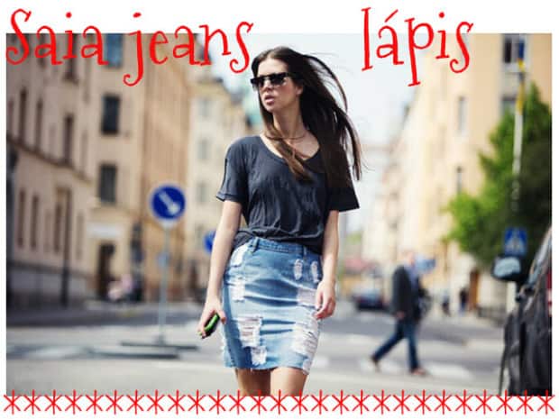 Saia jeans lápis